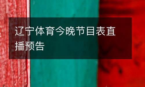 遼寧體育今晚節目表直播預告